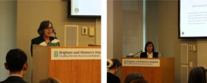 Kathryn Rexrode, MD, MPH (left) and Primavera Spagnolo, MD, PhD (right) providing remarks on early-stage women’s health investigator education programs.