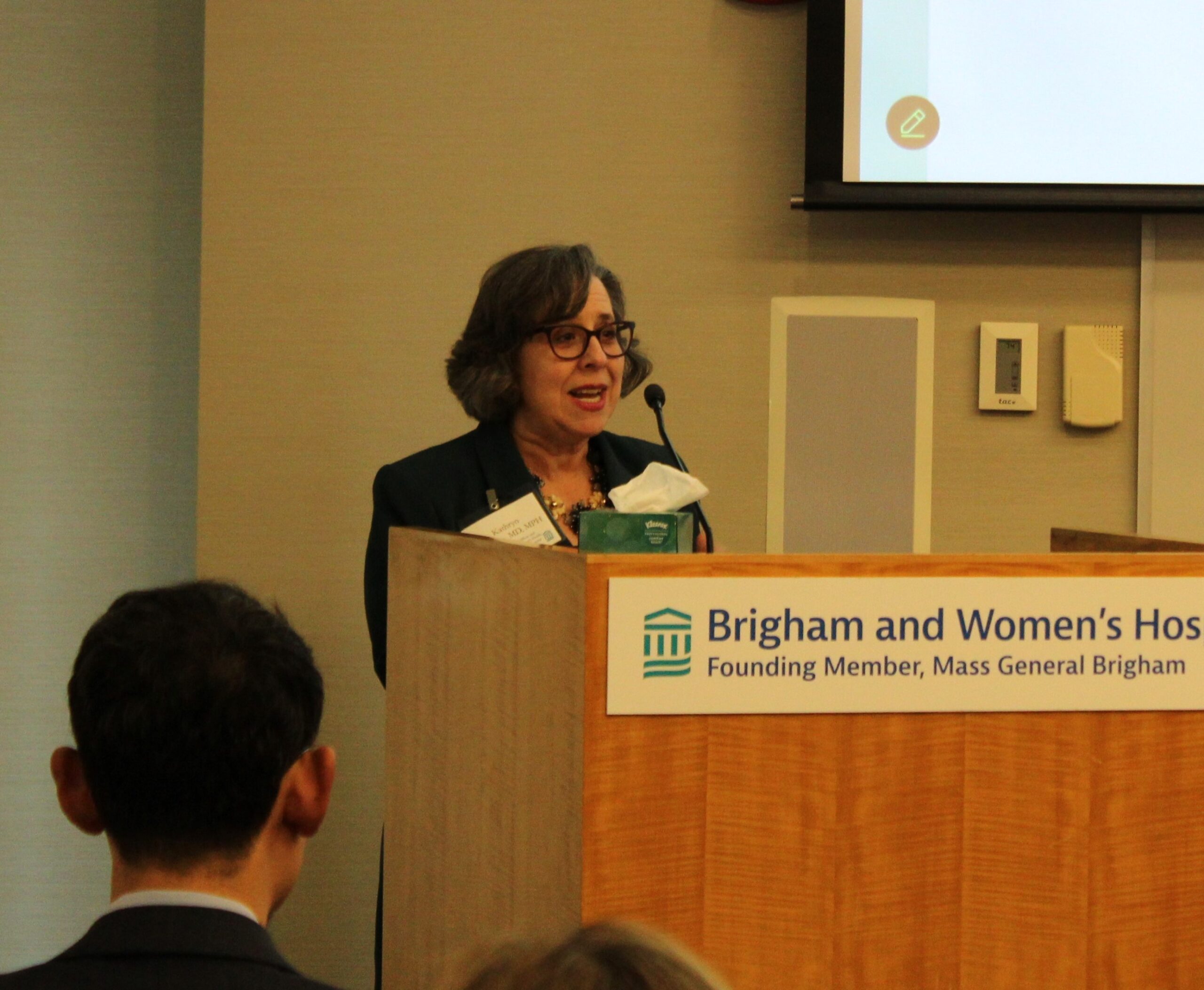 Kathryn Rexrode, MD, MPH providing remarks on early-stage women’s health investigator education programs.